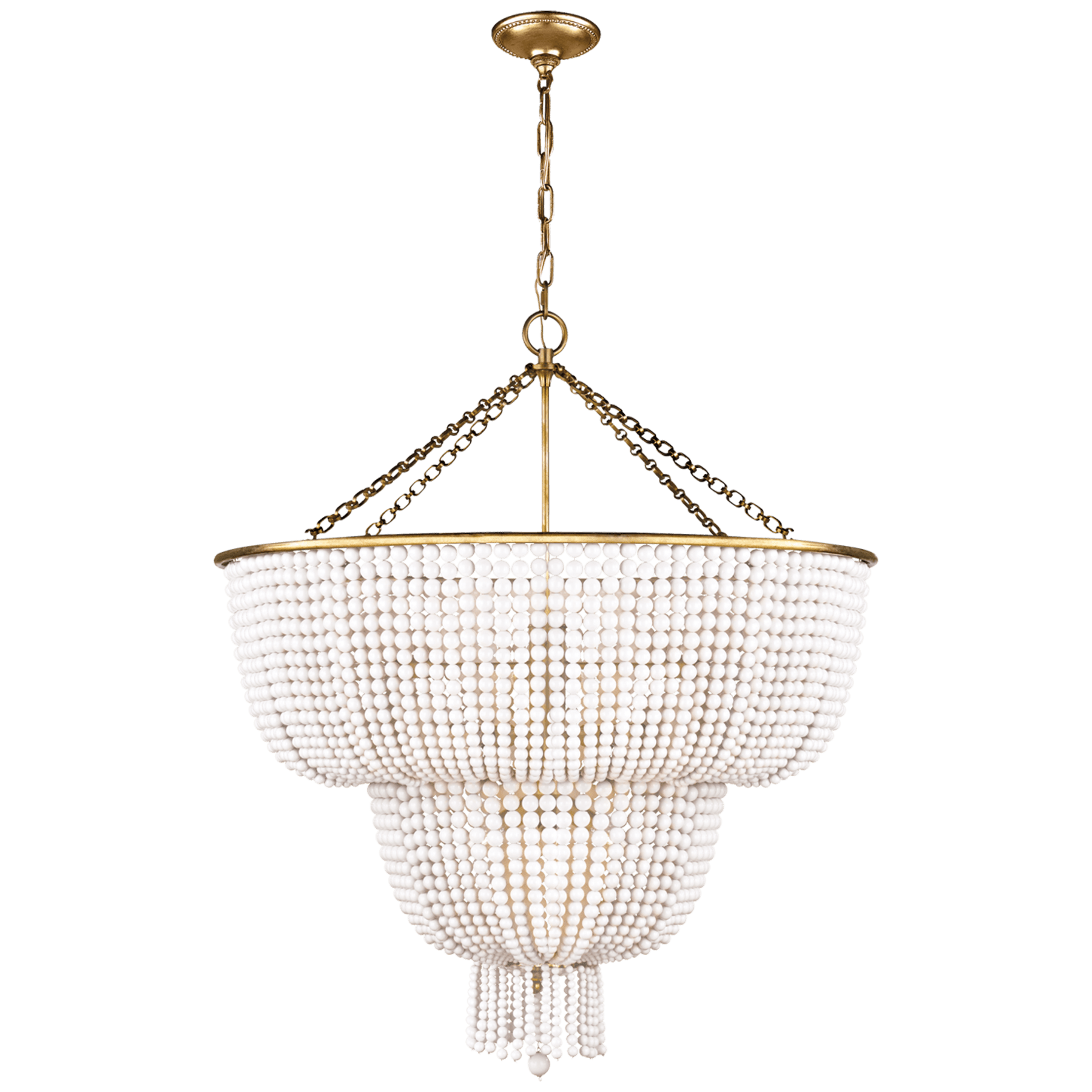 Visual Comfort Jacqueline Two-Tier Chandelier Chandeliers Visual Comfort Hand-Rubbed Antique Brass White Acrylic 