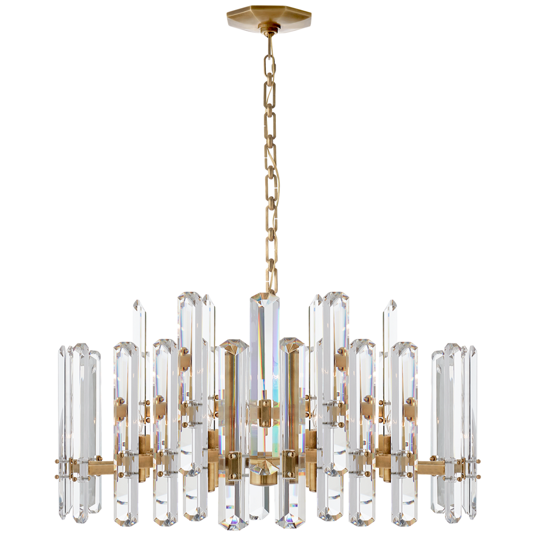 Visual Comfort Bonnington Large Chandelier Chandeliers Visual Comfort & Co. Hand-Rubbed Antique Brass Crystal 