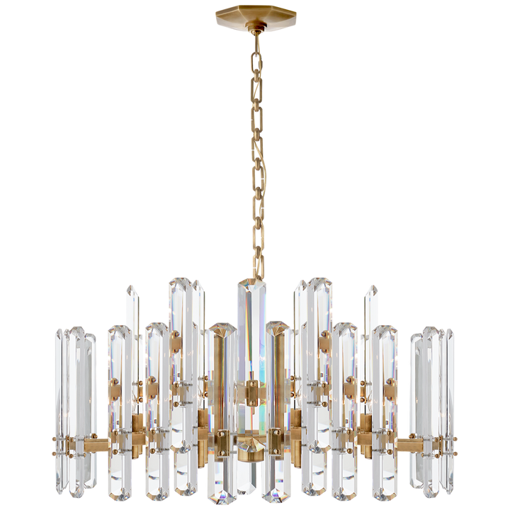 Visual Comfort Bonnington Large Chandelier Chandeliers Visual Comfort & Co. Hand-Rubbed Antique Brass Crystal 