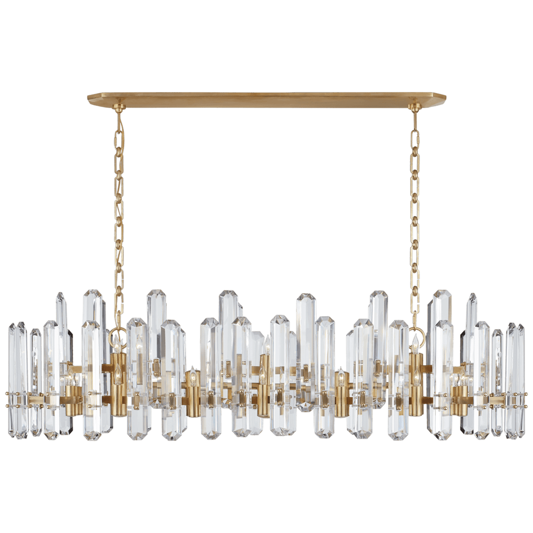 Visual Comfort Bonnington Large Linear Chandelier Linear Chandeliers Visual Comfort & Co. Hand-Rubbed Antique Brass Crystal 