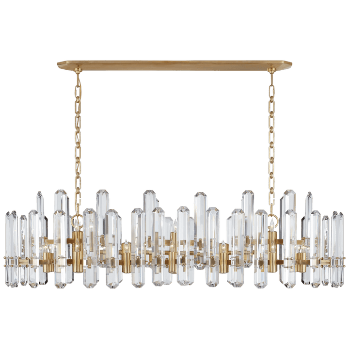 Visual Comfort Bonnington Large Linear Chandelier Linear Chandeliers Visual Comfort & Co. Hand-Rubbed Antique Brass Crystal 