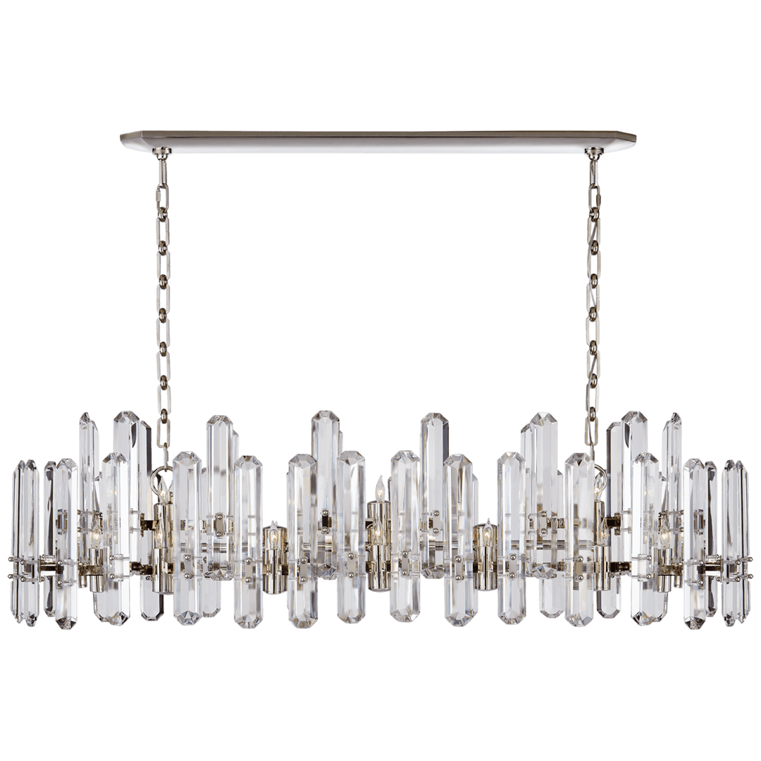 Visual Comfort Bonnington Large Linear Chandelier Linear Chandeliers Visual Comfort & Co. Polished Nickel Crystal 