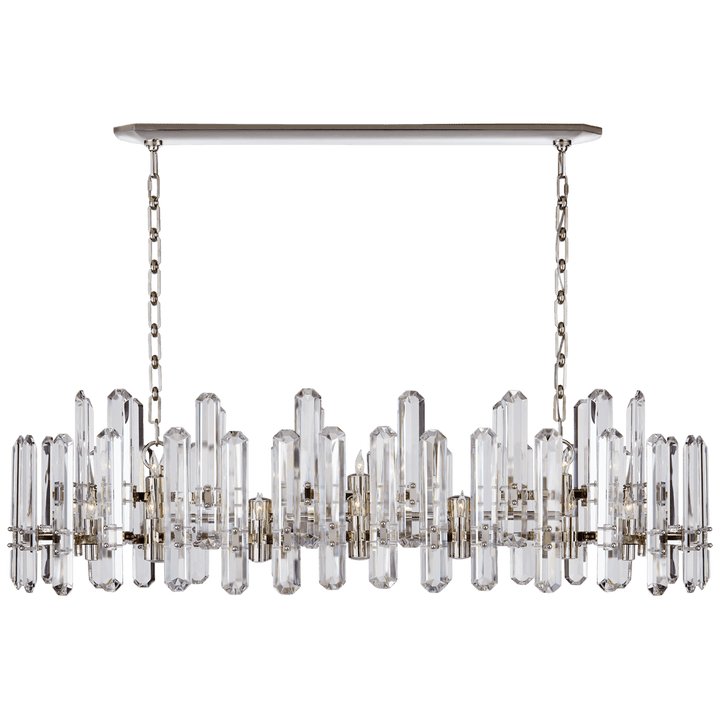 Visual Comfort Bonnington Large Linear Chandelier Linear Chandeliers Visual Comfort & Co. Polished Nickel Crystal 