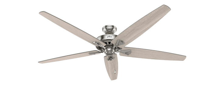 Hunter 70 inch Stockbridge Ceiling Fan with LED Light Kit and Pull Chain Indoor Ceiling Fans Hunter Brushed Nickel Light Gray Oak / Painted Cased White