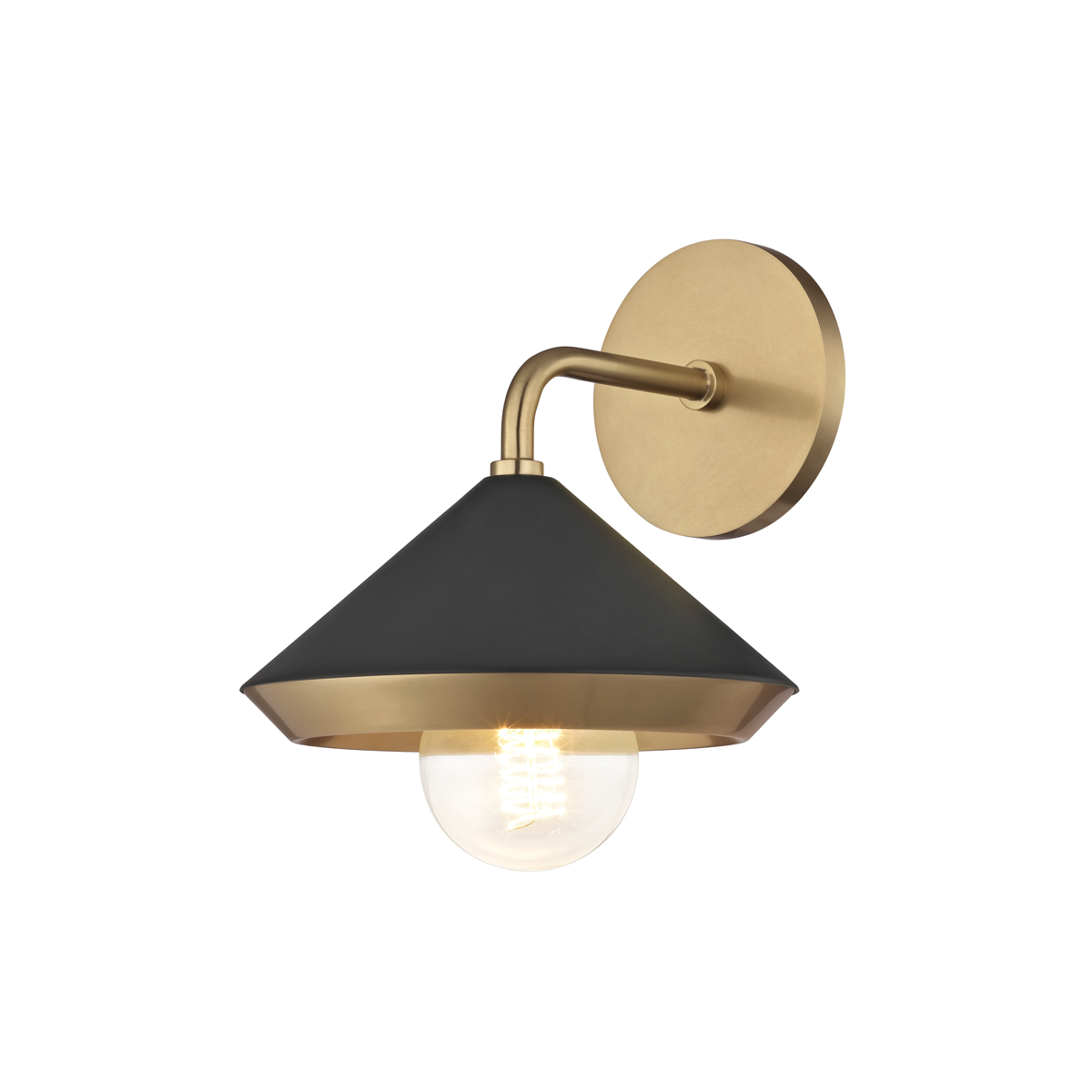 Hudson Valley Lighting Marnie 1 Light Sconces H139101 Wall Light Fixtures Mitzi Aged Brass/Black  