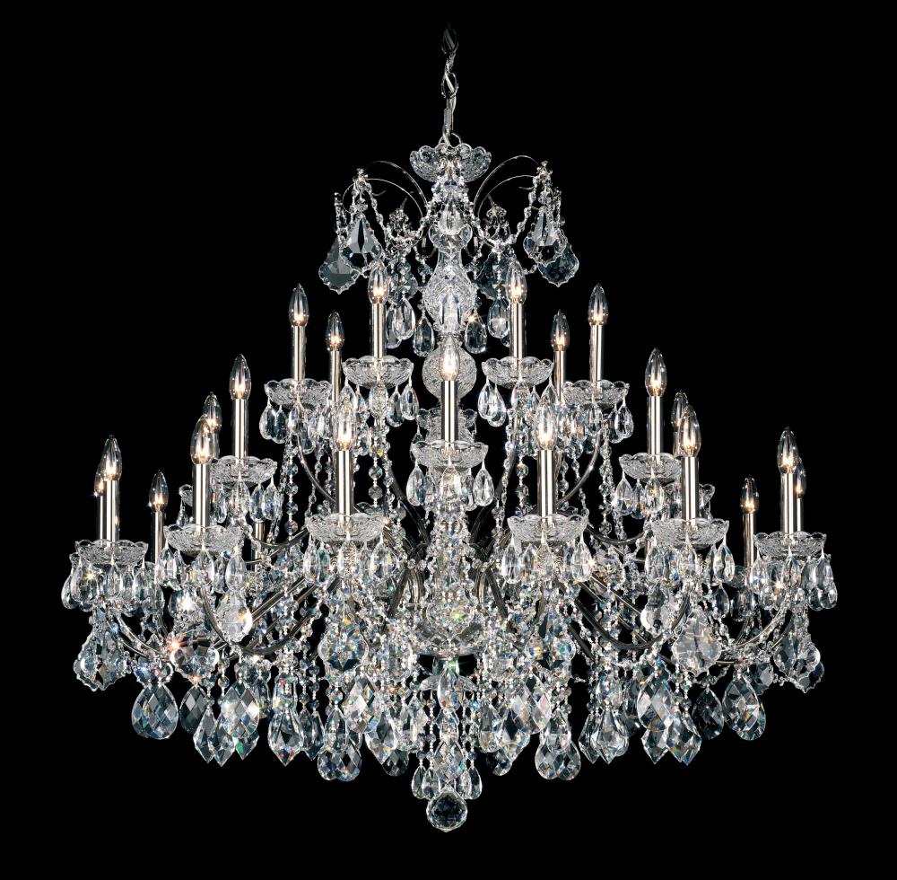 Schonbek Century 28 Light Chandelier with Clear Heritage Crystal 1718 Chandeliers Schonbek 1870 Antique Silver - 48  