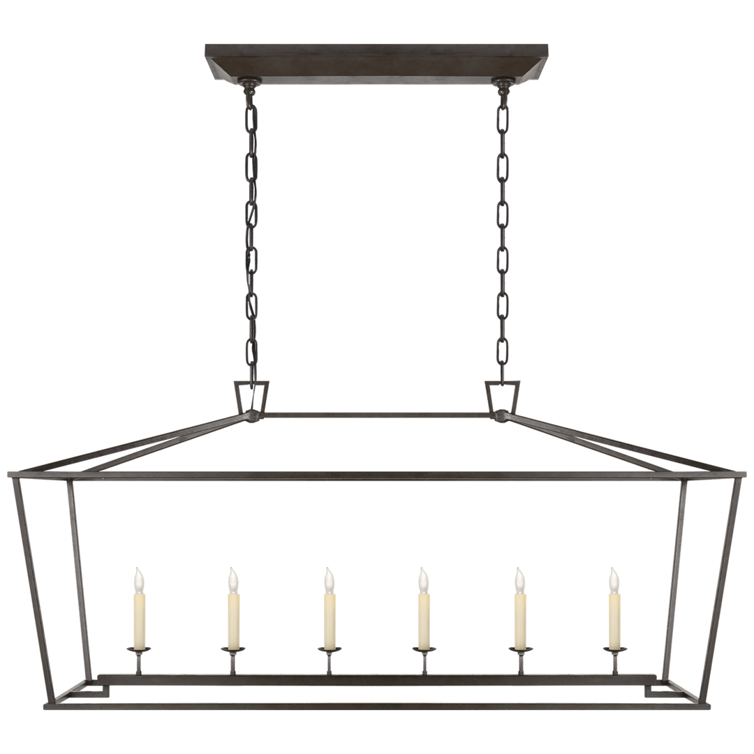 Visual Comfort Darlana Large Linear Lantern Linear Chandeliers Visual Comfort & Co. Aged Iron No Option 