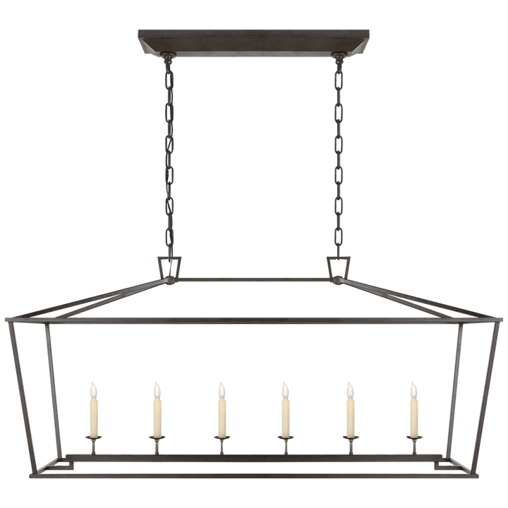 Visual Comfort Darlana Large Linear Lantern Linear Chandeliers Visual Comfort & Co. Aged Iron No Option 