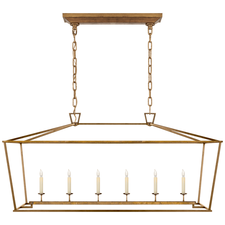 Visual Comfort Darlana Large Linear Lantern Linear Chandeliers Visual Comfort & Co. Gilded Iron No Option 