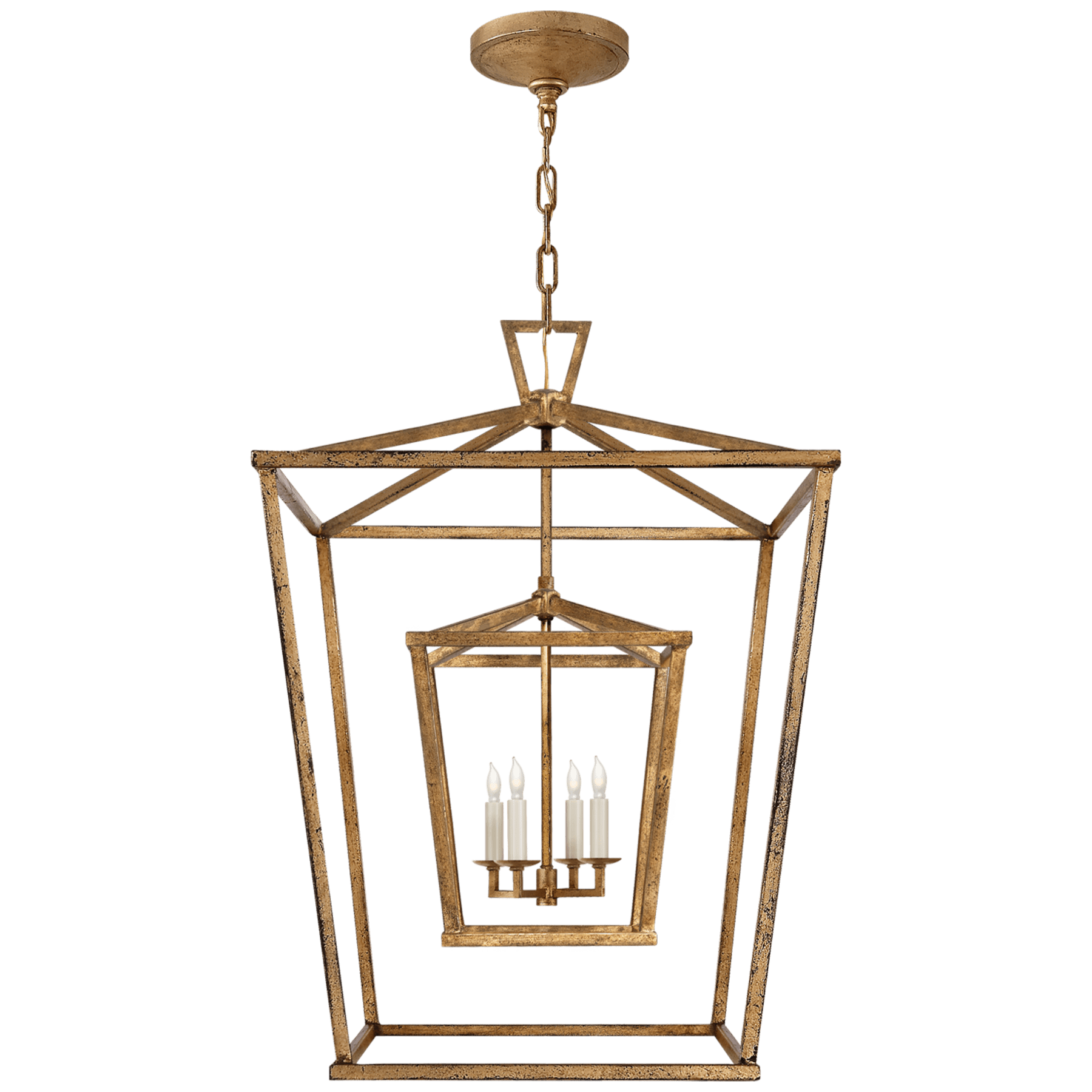 Visual Comfort Darlana Large Double Cage Lantern Lantern Visual Comfort Gilded Iron No Option 