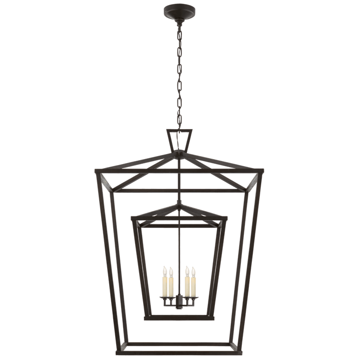 Visual Comfort Darlana Extra Large Double Cage Lantern Pendants Visual Comfort & Co. Aged Iron No Option 