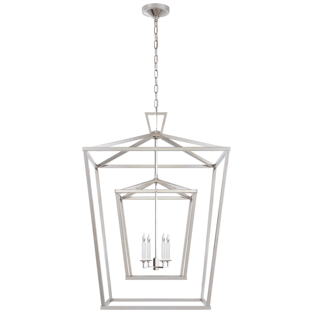 Visual Comfort Darlana Extra Large Double Cage Lantern Pendants Visual Comfort & Co. Polished Nickel No Option 