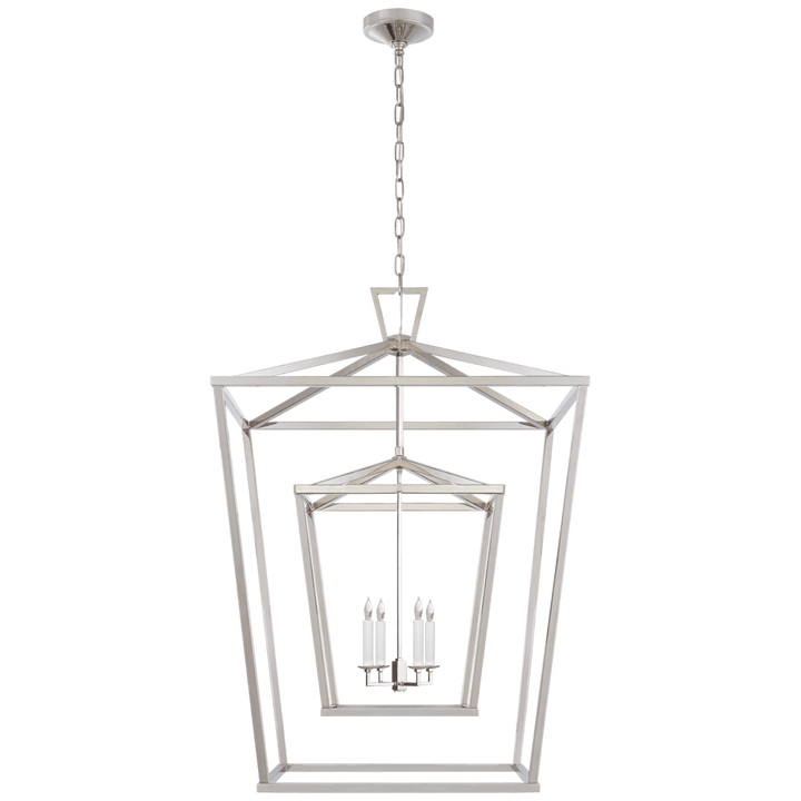 Visual Comfort Darlana Extra Large Double Cage Lantern Pendants Visual Comfort & Co. Polished Nickel No Option 