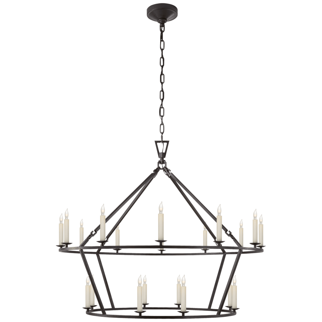 Visual Comfort Darlana Large Two-Tiered Ring Chandelier Chandeliers Visual Comfort & Co. Aged Iron No Option 