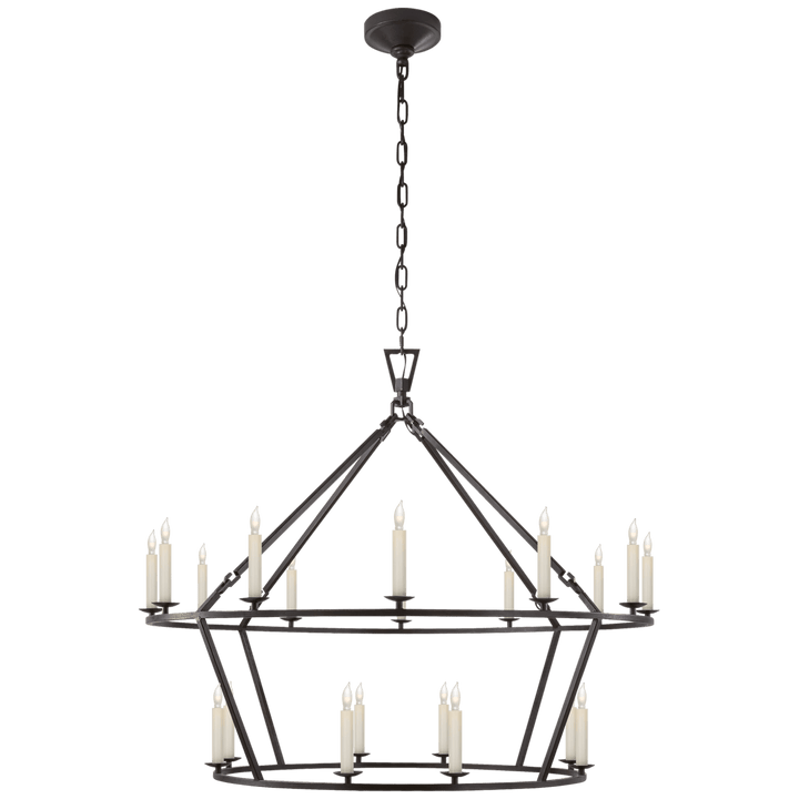 Visual Comfort Darlana Large Two-Tiered Ring Chandelier Chandeliers Visual Comfort & Co. Aged Iron No Option 