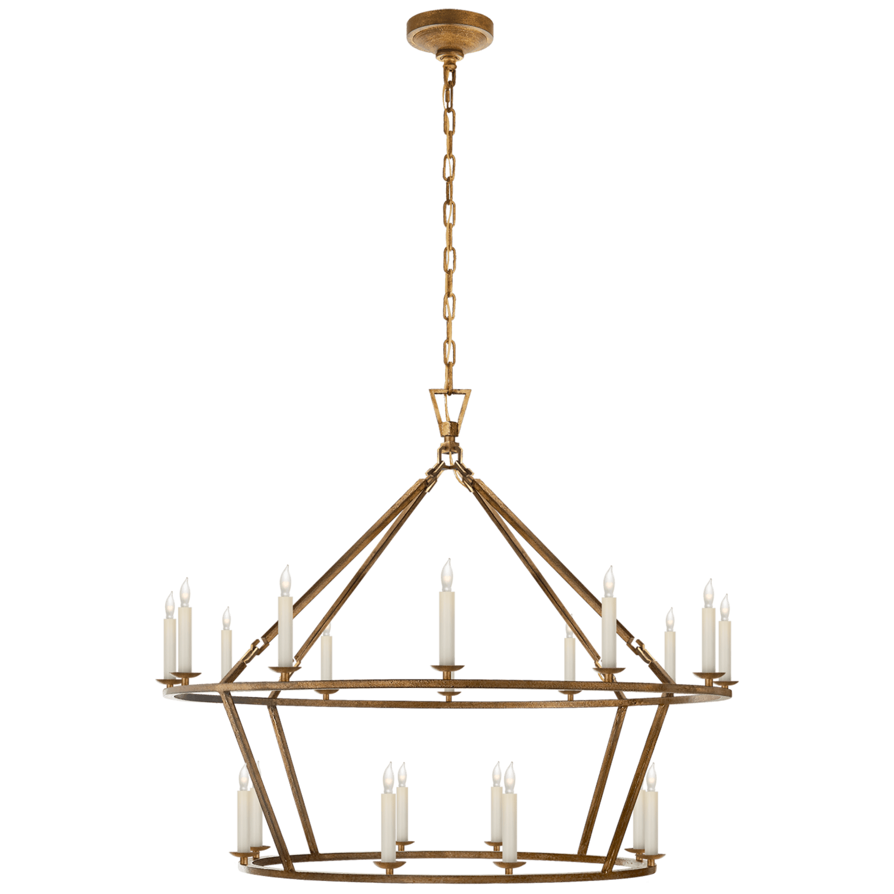 Visual Comfort Darlana Large Two-Tiered Ring Chandelier Chandeliers Visual Comfort Gilded Iron No Option 