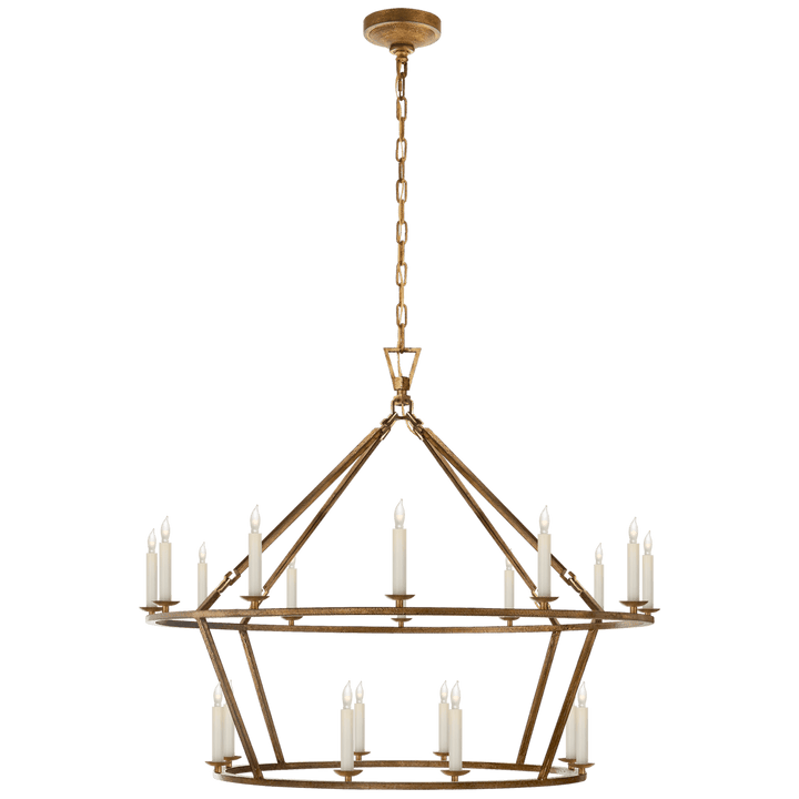 Visual Comfort Darlana Large Two-Tiered Ring Chandelier Chandeliers Visual Comfort & Co. Gilded Iron No Option 