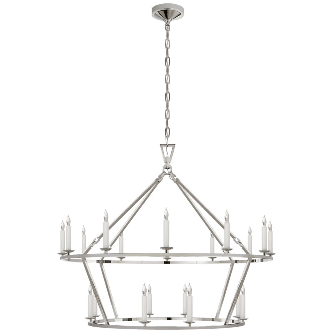 Visual Comfort Darlana Large Two-Tiered Ring Chandelier Chandeliers Visual Comfort & Co. Polished Nickel No Option 