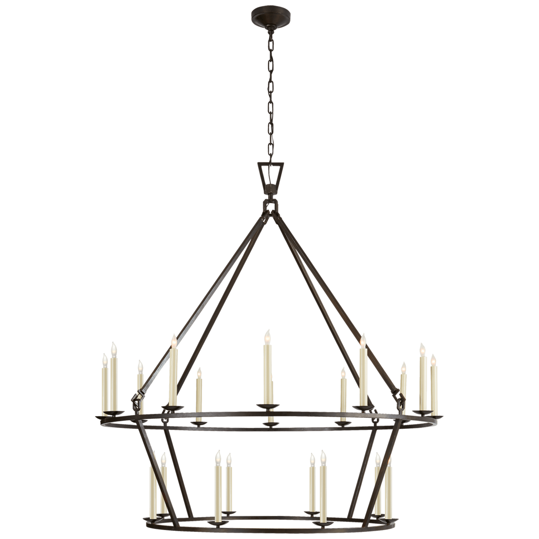 Visual Comfort Darlana Extra Large Two-Tier Chandelier Chandeliers Visual Comfort Aged Iron No Option 
