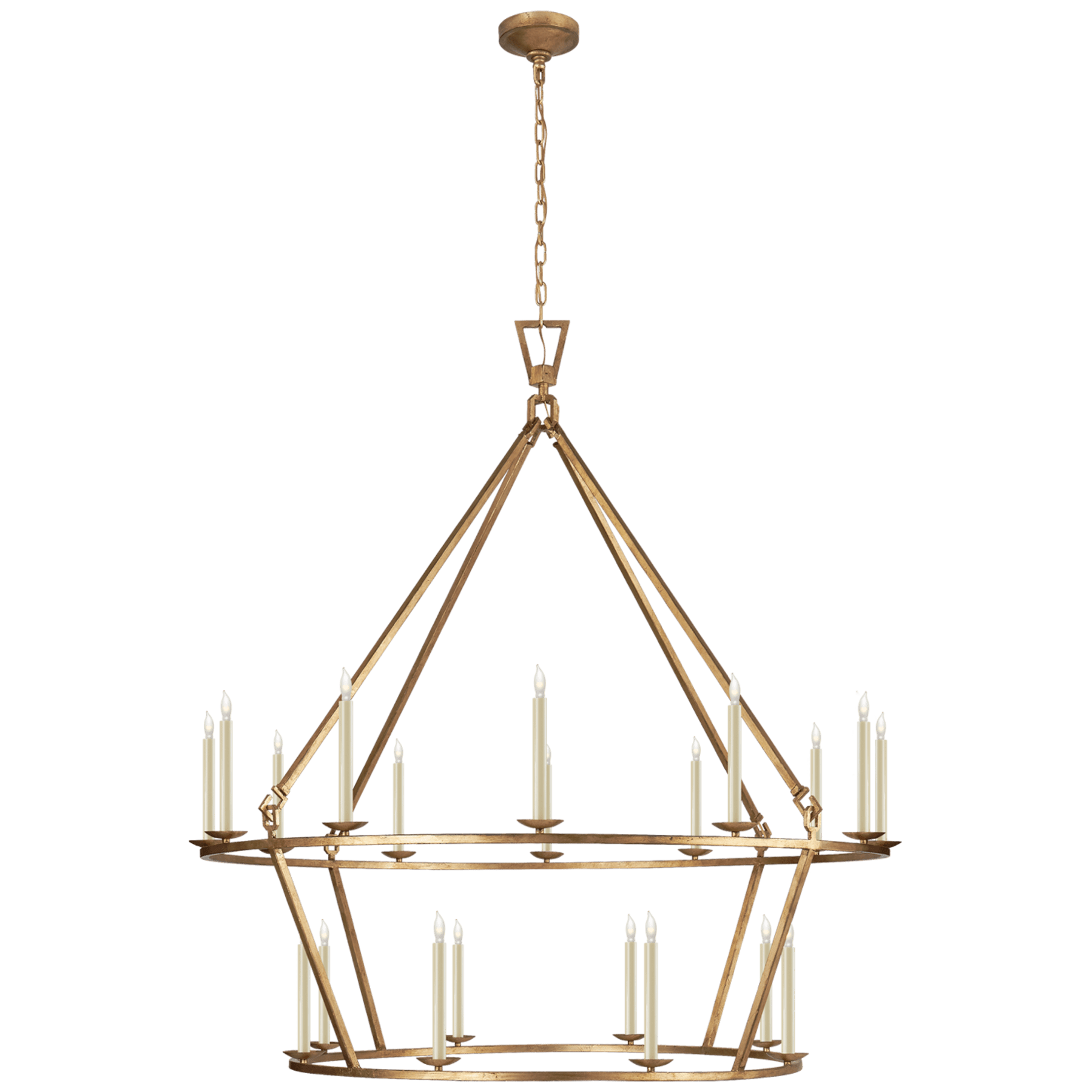 Visual Comfort Darlana Extra Large Two-Tier Chandelier Chandeliers Visual Comfort Gilded Iron No Option 