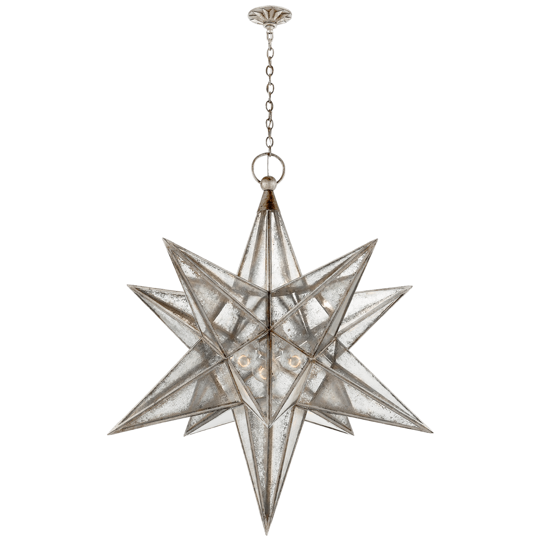 Visual Comfort Moravian XL Star Lantern Lantern Visual Comfort Burnished Silver Leaf Antique Mirror 