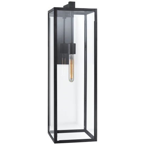 Visual Comfort Fresno Long Wall Sconce Outdoor l Wall Visual Comfort Aged Iron Clear Glass 