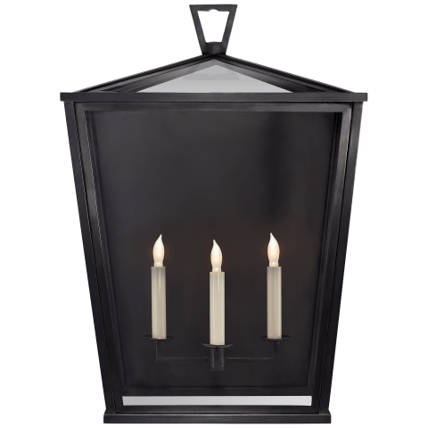 Visual Comfort Darlana Large 3/4 Lantern Outdoor Flush Mounts Visual Comfort & Co. Bronze Clear Glass 