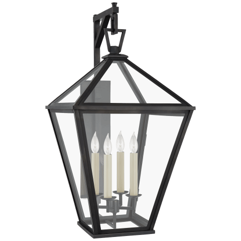 Visual Comfort Classic Darlana Large Bracketed Wall Lantern Outdoor Wall Lights Visual Comfort & Co. Bronze Clear Glass 