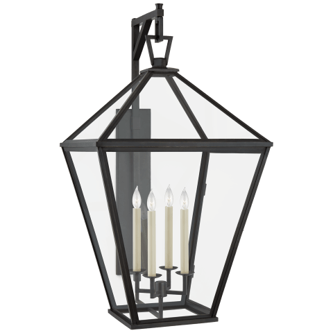 Visual Comfort Classic Darlana Grande Bracketed Wall Lantern Outdoor Wall Lights Visual Comfort & Co. Bronze Clear Glass 