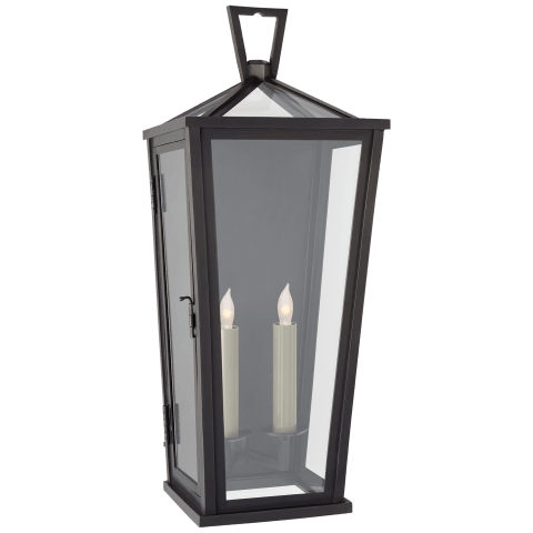 Visual Comfort Darlana Medium Tall 3/4 Wall Lantern Outdoor l Wall Visual Comfort Bronze Clear Glass 