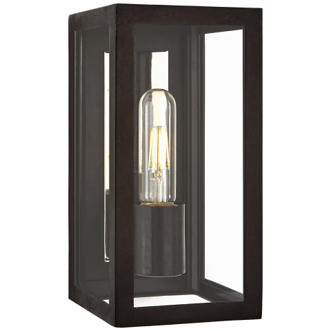 Visual Comfort Fresno Small 3/4 Wall Lantern Outdoor l Wall Visual Comfort Aged Iron Clear Glass 