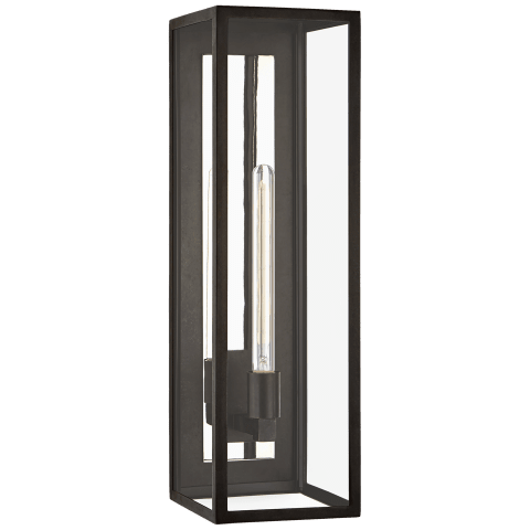 Visual Comfort Fresno Grande 3/4 Wall Lantern Outdoor l Wall Visual Comfort Aged Iron Clear Glass 