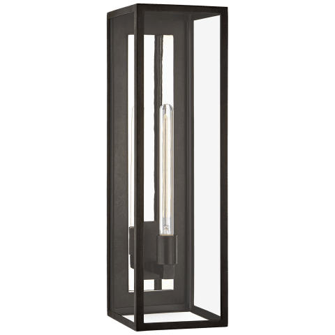 Visual Comfort Fresno Grande 3/4 Wall Lantern Outdoor Flush Mounts Visual Comfort & Co. Aged Iron Clear Glass 