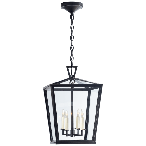 Visual Comfort Darlana Small Hanging Lantern Outdoor Hanging Lights Visual Comfort & Co. Bronze Clear Glass 