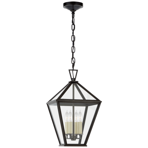 Visual Comfort Classic Darlana Medium Hanging Lantern Outdoor Light Fixture l Hanging Visual Comfort Bronze Clear Glass 