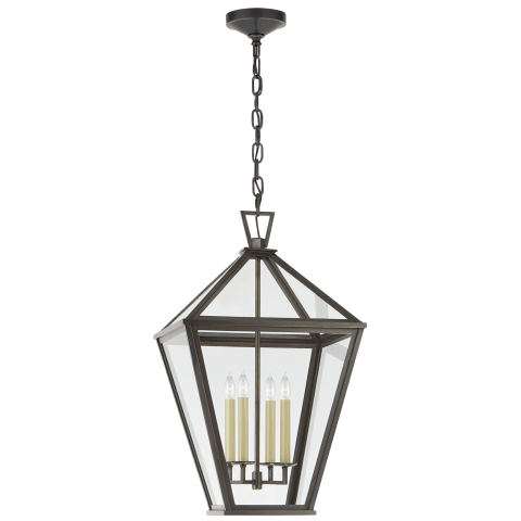 Visual Comfort Classic Darlana Large Hanging Lantern Outdoor Light Fixture l Hanging Visual Comfort Bronze Clear Glass 