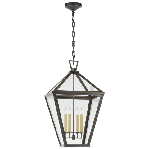 Visual Comfort Classic Darlana Large Hanging Lantern Outdoor Hanging Lights Visual Comfort & Co. Bronze Clear Glass 