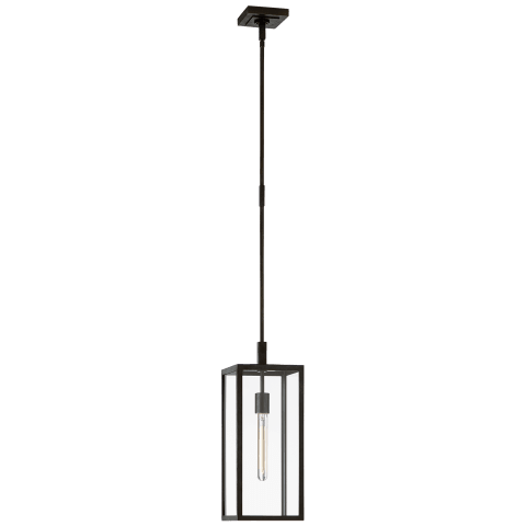 Visual Comfort Fresno Small Hanging Lantern Outdoor Light Fixture l Hanging Visual Comfort Aged Iron Clear Glass 