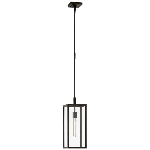 Visual Comfort Fresno Small Hanging Lantern Outdoor Hanging Lights Visual Comfort & Co. Aged Iron Clear Glass 