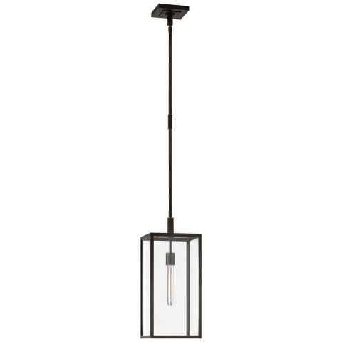 Visual Comfort Fresno Medium Hanging Lantern Outdoor Light Fixture Visual Comfort Aged Iron Clear Glass 