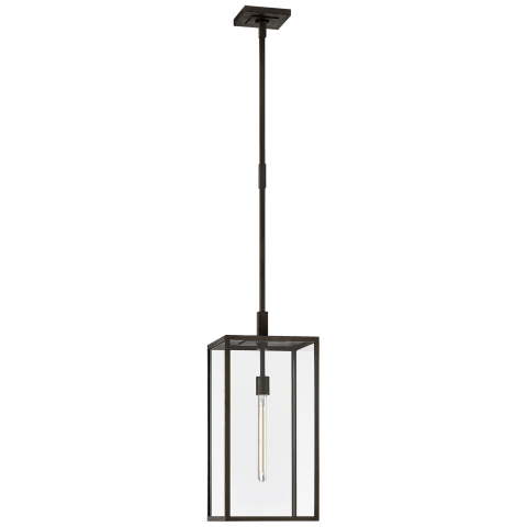 Visual Comfort Fresno Large Hanging Lantern Outdoor Hanging Lights Visual Comfort & Co. Aged Iron Clear Glass 