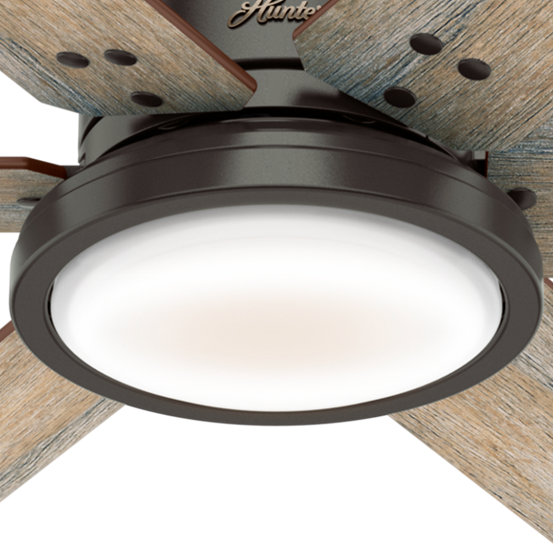 Hunter 70 inch Warrant Ceiling Fan with LED Light Kit and Wall Control Indoor Ceiling Fans Hunter Noble Bronze Barnwood / Drifted Oak Painted Cased White