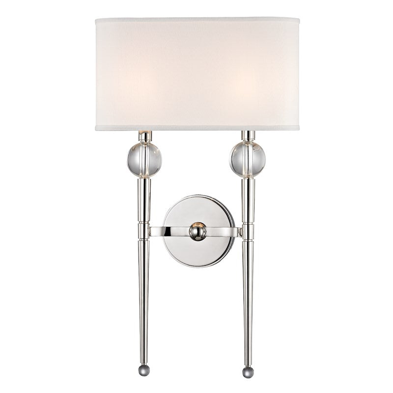 Rockland - 2 LIGHT WALL SCONCE Wall Light Fixtures Hudson Valley Lighting Polished Nickel  