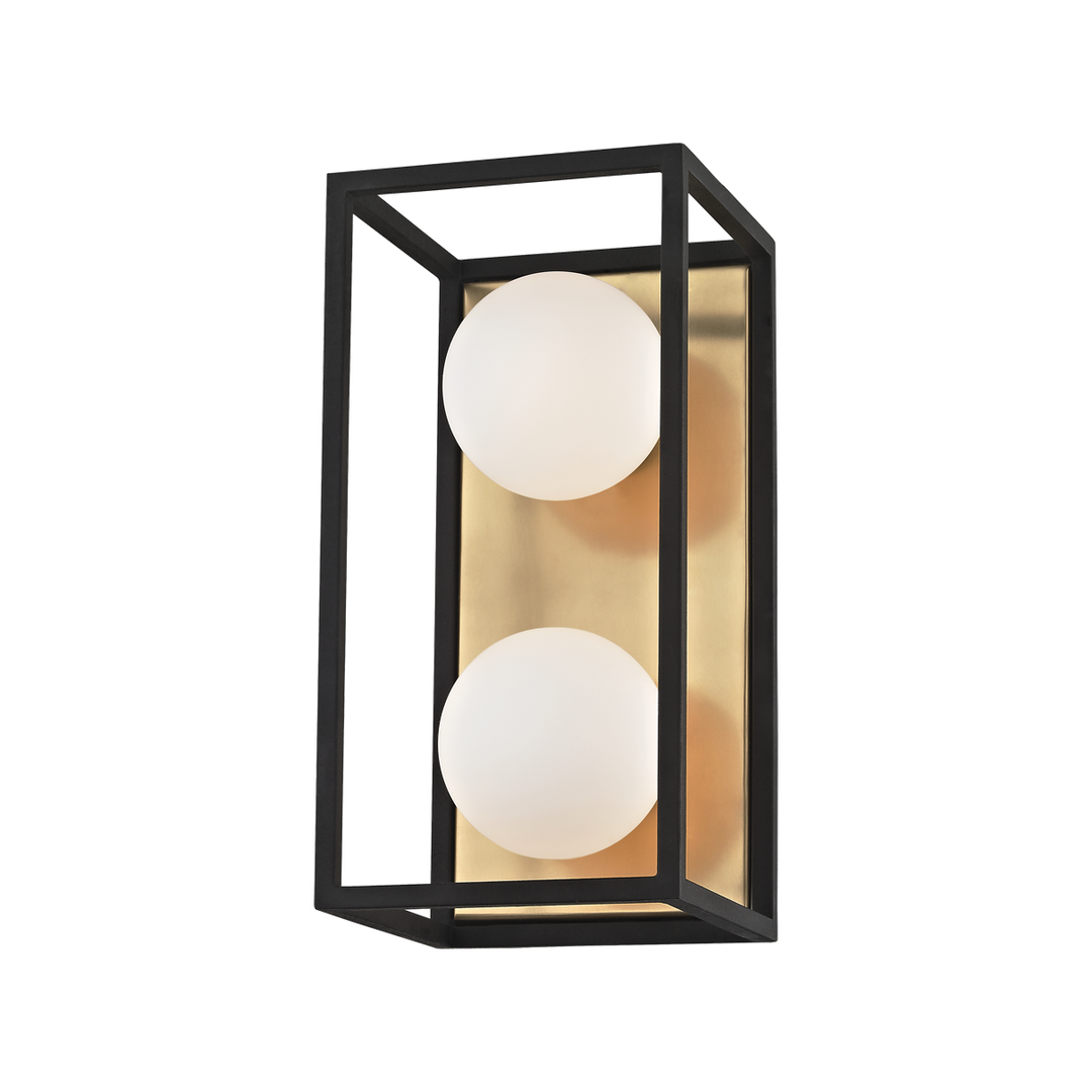 Hudson Valley Lighting Aira 2 Light Bath Bracket H141302 Vanity Lights Mitzi Aged Brass/Black  