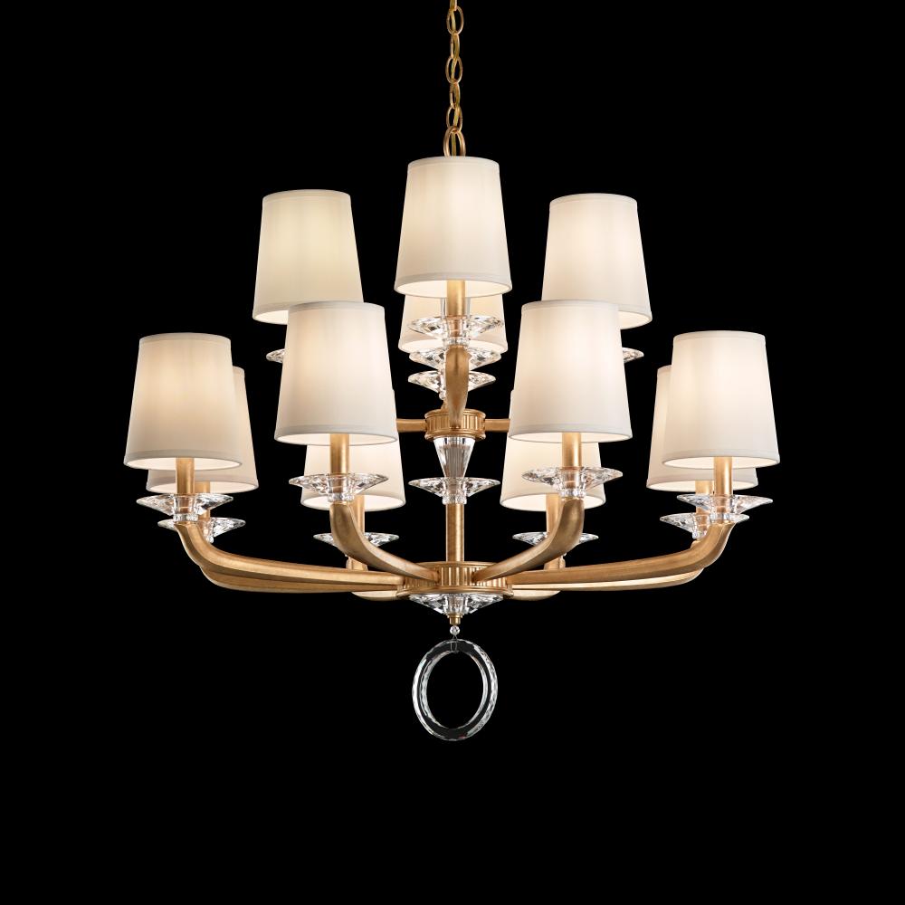 Schonbek Emilea 12 Light Chandelier with Clear Optic Crystal and Shade MA1012 Chandeliers Schonbek 1870 Antique Silver  