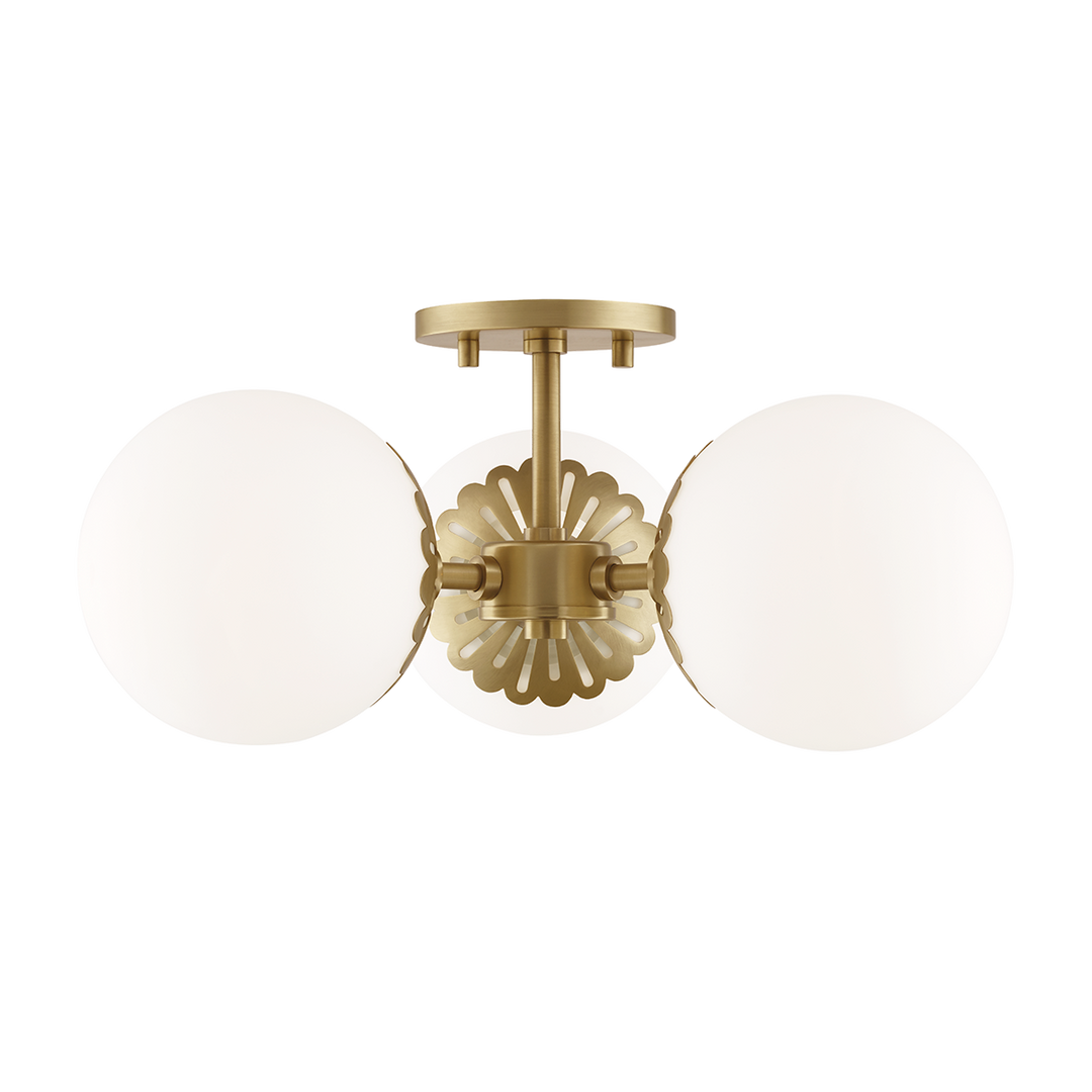 Hudson Valley Lighting Paige 3 Light Semi-Flush Mount H193603 Ceiling Semi Flush Mounts Mitzi Aged Brass  