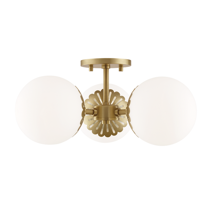 Hudson Valley Lighting Paige 3 Light Semi-Flush Mount H193603 Ceiling Semi Flush Mounts Mitzi Aged Brass  