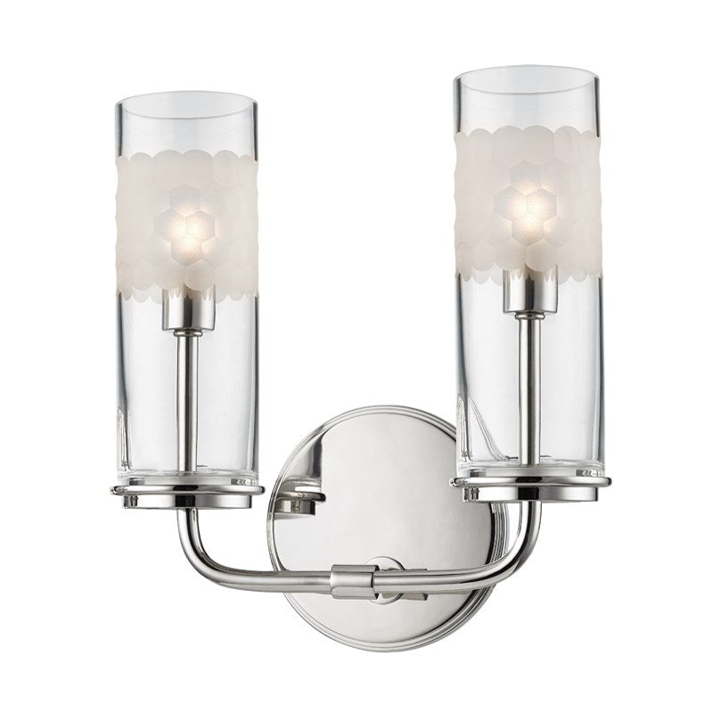 Wentworth - 2 LIGHT WALL SCONCE Wall Light Fixture Hudson Valley Polished Nickel  