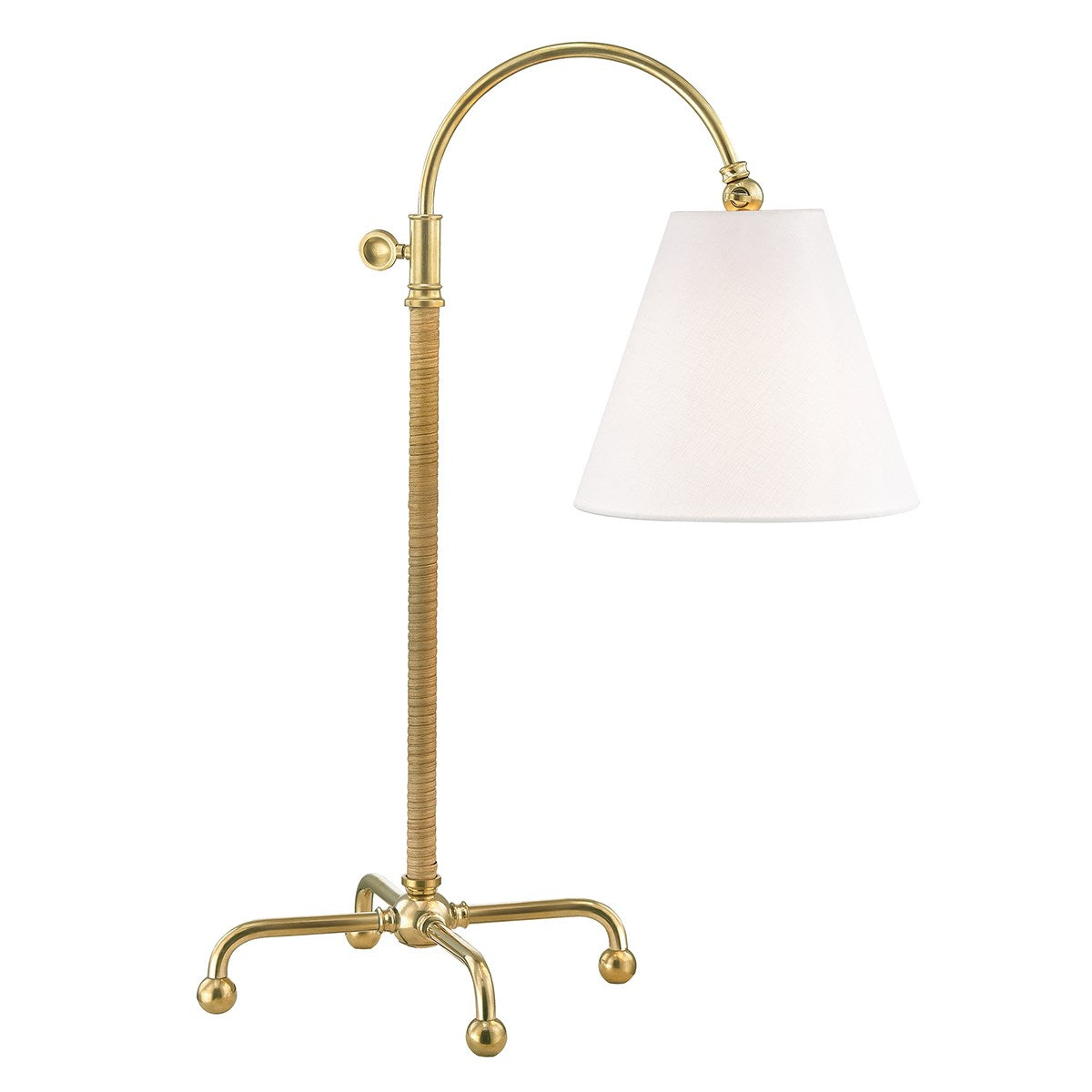 Curves No.1 - 1 LIGHT TABLE LAMP W/ RATTAN ACCENT Lamp Hudson Valley Lighting Aged Brass  