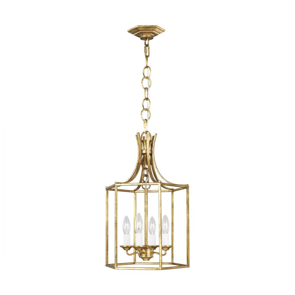 Generation Lighting  4 - Light Lantern AC1004ADB Pendants Visual Comfort Studio Collection Gold  